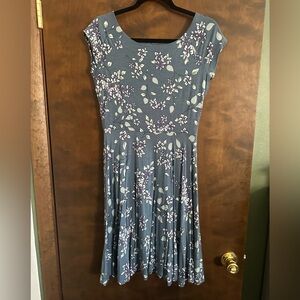 LOFT Blue Floral Midi Dress